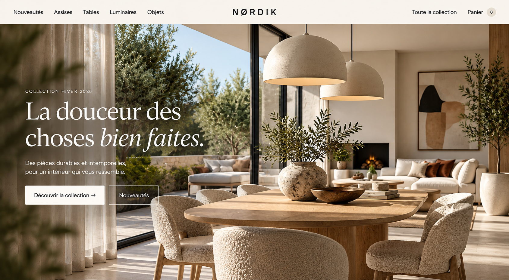 Page d'accueil de la boutique NØRDIK
